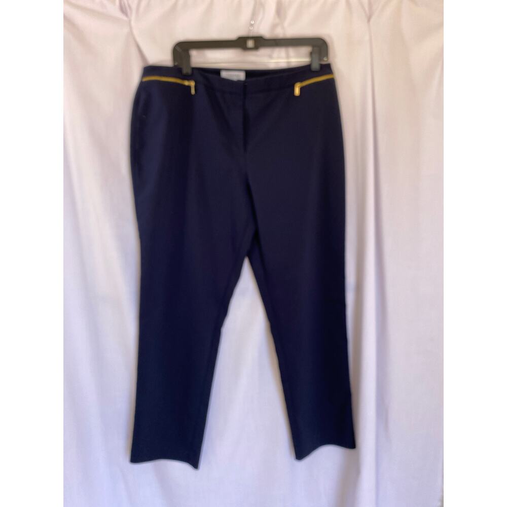 Calvin Klein Women's 14 navy blue polyester spandex blend cropped pants
